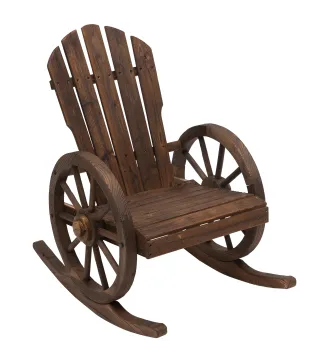 Mecedora Rústica de Madera Maciza para Exteriores Sillón Balancín de Terraza o Jardín 88x68x92 cm Color Madera Envejecida