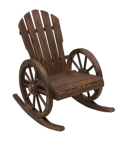 Mecedora Rústica de Madera Maciza para Exteriores Sillón Balancín de Terraza o Jardín 88x68x92 cm Color Madera Envejecida