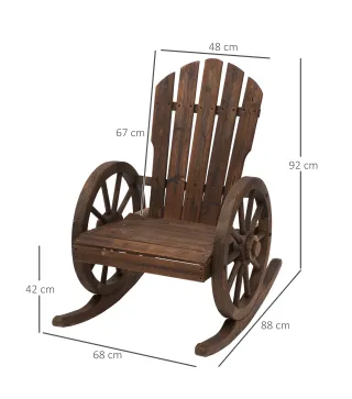 Mecedora Rústica de Madera Maciza para Exteriores Sillón Balancín de Terraza o Jardín 88x68x92 cm Color Madera Envejecida