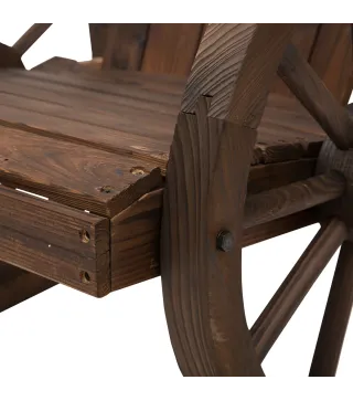 Mecedora Rústica de Madera Maciza para Exteriores Sillón Balancín de Terraza o Jardín 88x68x92 cm Color Madera Envejecida