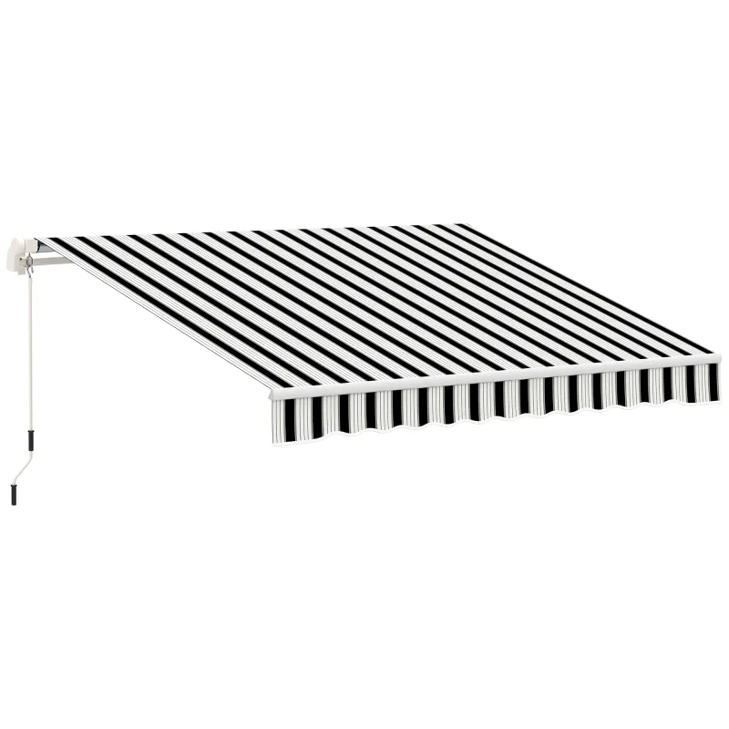 Toldo Manual Retráctil 395x245 cm Ángulo Ajustable Brazo Articulado Anti-UV e Impermeable Montaje a Pared Azul y Blanco