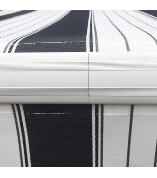 Marquesina, Protección Solar, retráctil, con manivela, marco de metal, poliéster, Azul + Blanco, 3,95x2,45x3,50 m