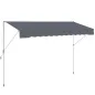 Toldo Manual Retráctil 4x1,2 m Altura Ajustable 170-280 cm con Manivela Anti-UV e Impermeable Sin Taladro Gris Oscuro