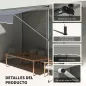 Toldo Manual Retráctil 4x1,2 m Altura Ajustable 170-280 cm con Manivela Anti-UV e Impermeable Sin Taladro Gris Oscuro