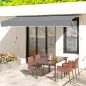 Toldo Manual Retráctil 4x1,2 m Altura Ajustable 170-280 cm con Manivela Anti-UV e Impermeable Sin Taladro Gris Oscuro