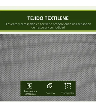 Columpio de Jardín Exterior de 2 Plazas Techo Ajustable y Marco de Acero Asientos Textilene 140x118x162 cm Gris Oscuro