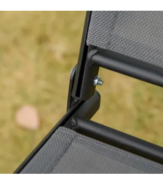 Columpio de Jardín Exterior de 2 Plazas Techo Ajustable y Marco de Acero Asientos Textilene 140x118x162 cm Gris Oscuro