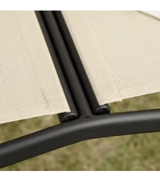 Columpio de Jardín Exterior de 2 Plazas Techo Ajustable y Marco de Acero Asientos de Textilene 140x118x162 cm Beige