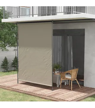 Toldo Vertical Exterior 200x305 cm Pantalla de Privacidad Enrollable Ajustable con Manivela Protección UV 40+ Arena