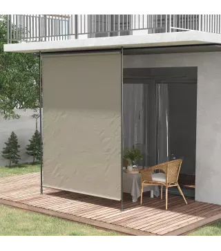 Toldo Vertical Exterior 200x305 cm Pantalla de Privacidad Enrollable Ajustable con Manivela Protección UV 40+ Arena