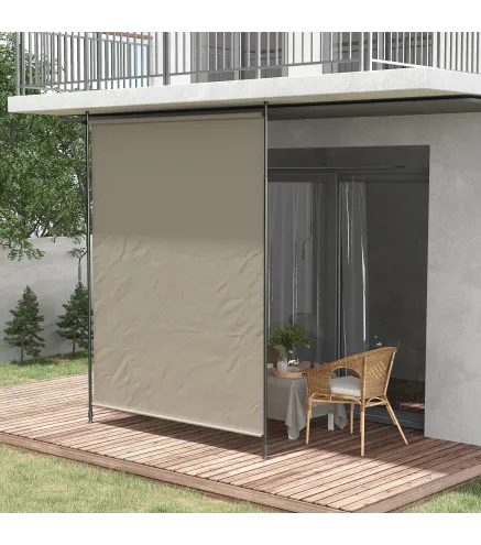 Toldo Vertical Exterior 200x305 cm Pantalla de Privacidad Enrollable Ajustable con Manivela Protección UV 40+ Arena