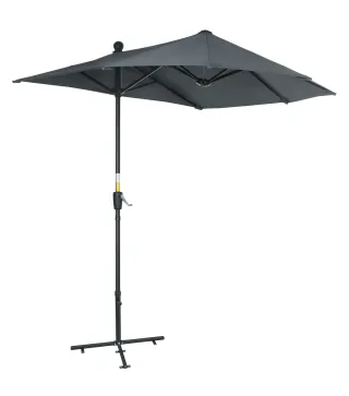 Parasol de Terraza 200x190x240 cm con Manivela Poste de Acero y Base Cruzada Anti-UV para Terraza Balcón Gris