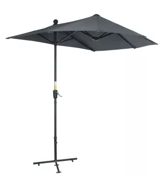Parasol de Terraza 200x190x240 cm con Manivela Poste de Acero y Base Cruzada Anti-UV para Terraza Balcón Gris