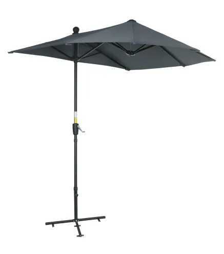Parasol de Terraza 200x190x240 cm con Manivela Poste de Acero y Base Cruzada Anti-UV para Terraza Balcón Gris