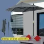 Parasol de Terraza 200x190x240 cm con Manivela Poste de Acero y Base Cruzada Anti-UV para Terraza Balcón Gris