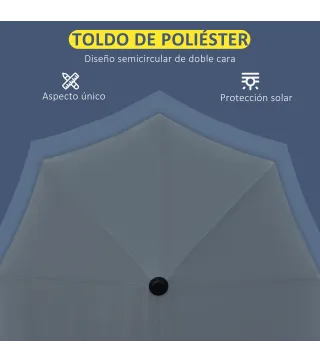 Parasol de Terraza 200x190x240 cm con Manivela Poste de Acero y Base Cruzada Anti-UV para Terraza Balcón Gris