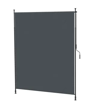 Toldo Vertical Exterior 200x305 cm Pantalla de Privacidad Enrollable Ajustable con Manivela Protección UV 40+ Gris
