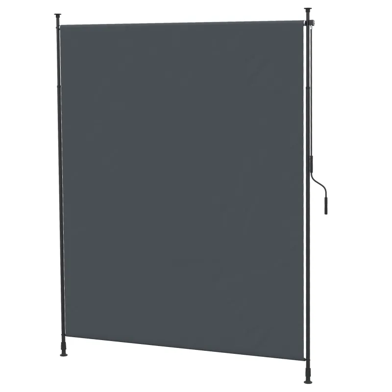 Toldo Vertical Exterior 200x305 cm Pantalla de Privacidad Enrollable Ajustable con Manivela Protección UV 40+ Gris