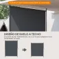 Toldo Vertical Exterior 200x305 cm Pantalla de Privacidad Enrollable Ajustable con Manivela Protección UV 40+ Gris