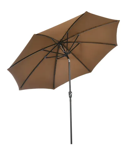 Sombrilla de Jardín con Manivela y Techo Inclinable y para Patio Terraza Exterior Ø300x252 cm Marrón