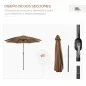 Sombrilla de Jardín con Manivela y Techo Inclinable y para Patio Terraza Exterior Ø300x252 cm Marrón
