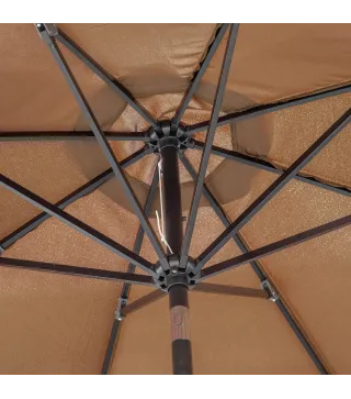 Sombrilla de Jardín con Manivela y Techo Inclinable y para Patio Terraza Exterior Ø300x252 cm Marrón