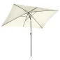 Sombrilla de Aluminio 195x295x253 Parasol Rectangular de Jardín Inclinable con Manivela y Poste Desmontable Crema