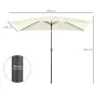 Sombrilla de Aluminio 195x295x253 Parasol Rectangular de Jardín Inclinable con Manivela y Poste Desmontable Crema