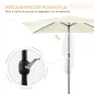 Sombrilla de Aluminio 195x295x253 Parasol Rectangular de Jardín Inclinable con Manivela y Poste Desmontable Crema