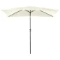 Sombrilla de Aluminio 195x295x253 Parasol Rectangular de Jardín Inclinable con Manivela y Poste Desmontable Crema