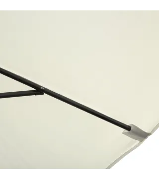 Sombrilla de Aluminio 195x295x253 Parasol Rectangular de Jardín Inclinable con Manivela y Poste Desmontable Crema
