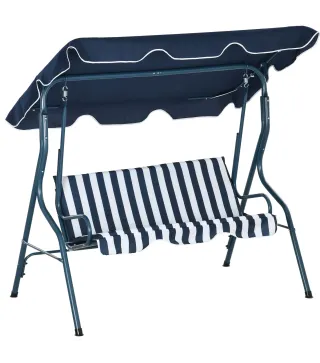 Balancín de Exterior con Toldo Ajustable en Ángulo Impermeable y Marco de Acero para Patio Balcón 170x110x153 cm Azul