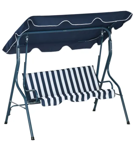 Balancín de Exterior con Toldo Ajustable en Ángulo Impermeable y Marco de Acero para Patio Balcón 170x110x153 cm Azul