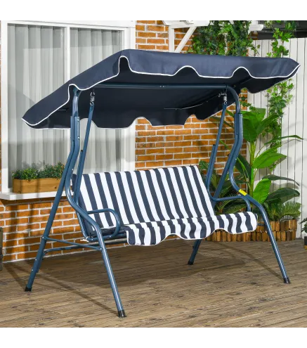 Balancín de Exterior con Toldo Ajustable en Ángulo Impermeable y Marco de Acero para Patio Balcón 170x110x153 cm Azul