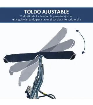 Balancín de Exterior con Toldo Ajustable en Ángulo Impermeable y Marco de Acero para Patio Balcón 170x110x153 cm Azul