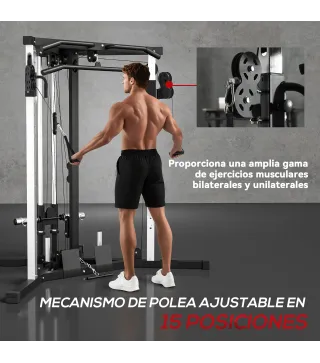 Máquina de Multiestación Musculación Entrenamiento Carga 120 kg 170x139x200 cm Negro