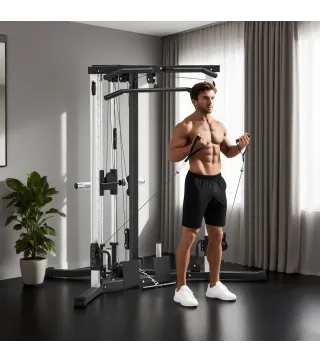 Máquina de Multiestación Musculación Entrenamiento Carga 120 kg 170x139x200 cm Negro