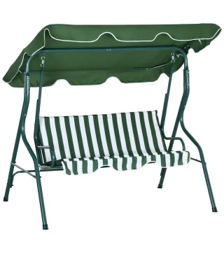 Balancín de Exterior con Toldo Ajustable en Ángulo Impermeable y Marco de Acero para Patio Balcón 170x110x153 cm Verde