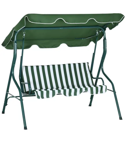Balancín de Exterior con Toldo Ajustable en Ángulo Impermeable y Marco de Acero para Patio Balcón 170x110x153 cm Verde