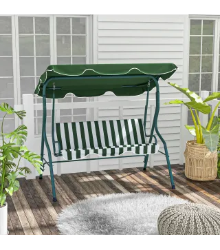 Balancín de Exterior con Toldo Ajustable en Ángulo Impermeable y Marco de Acero para Patio Balcón 170x110x153 cm Verde