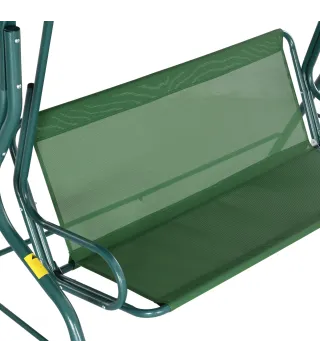 Balancín de Exterior con Toldo Ajustable en Ángulo Impermeable y Marco de Acero para Patio Balcón 170x110x153 cm Verde
