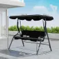 Columpio de Exterior con Toldo Ajustable en Ángulo Impermeable y Marco de Acero para Patio Balcón 170x110x153 cm Negro