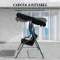 Columpio de Exterior con Toldo Ajustable en Ángulo Impermeable y Marco de Acero para Patio Balcón 170x110x153 cm Negro
