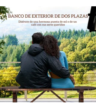 Banco de de Madera con 2 Ruedas Decorativas Estilo Rústico Carga 200 kg 120x29x39 cm Carbonizado