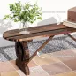 Banco de de Madera con 2 Ruedas Decorativas Estilo Rústico Carga 200 kg 120x29x39 cm Carbonizado
