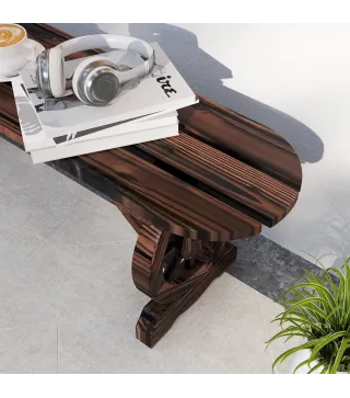 Banco de de Madera con 2 Ruedas Decorativas Estilo Rústico Carga 200 kg 120x29x39 cm Carbonizado