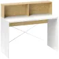 Escritorio 110x50x102,6 cm Mesa de Escritorio con 2 Compartimentos Abiertos y Estante Blanco y Madera Natural