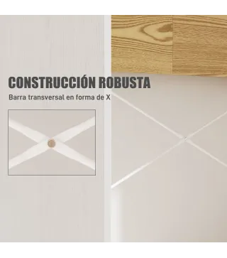 Escritorio 110x50x102,6 cm Mesa de Escritorio con 2 Compartimentos Abiertos y Estante Blanco y Madera Natural