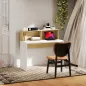 Escritorio 110x50x102,6 cm Mesa de Escritorio con 2 Compartimentos Abiertos y Estante Blanco y Madera Natural
