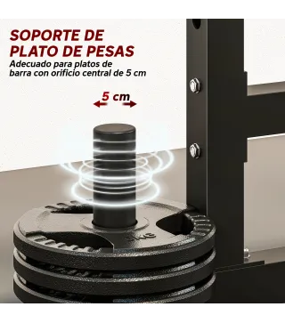 Soporte Barra Pesas Ajustable en Altura con Topes de Seguridad para Sentadillas y Press de Banca en Casa Carga 300 kg